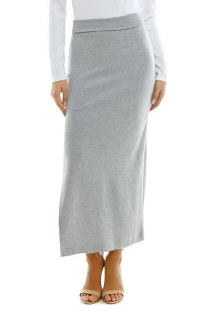 Urban Social Rollover Waist Side Slit Maxi Skirt In Heather Grey