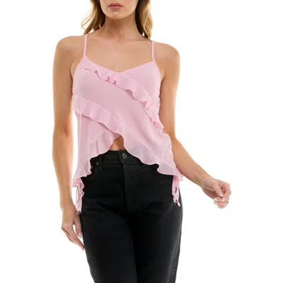 Urban Social Ruffle Woven Camisole In Light Pink