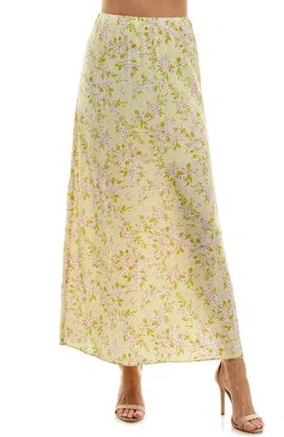 Urban Social Side Slit Maxi Skirt In Yellow/fuchsia