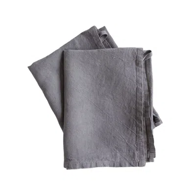 Urban Society Studio Black / Grey Shadow Linen Tea Towel - Set Of Four In Black/grey
