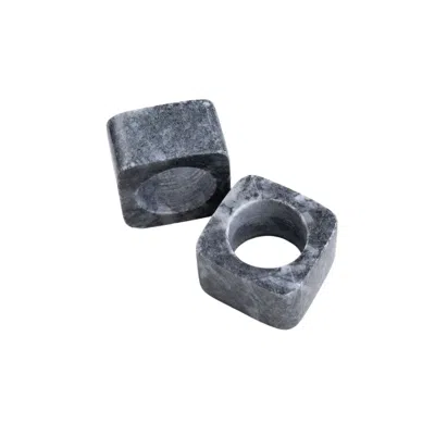 Urban Society Studio Grey Kai Marble Napkin Ring Set - Dark Gray Marble