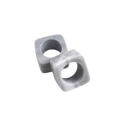 Urban Society Studio Grey Kai Marble Napkin Ring Set - Gray Marble
