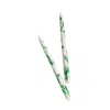 Urban Society Studio White / Green Cow Parsley Hand Painted Taper Candle Set In White/green
