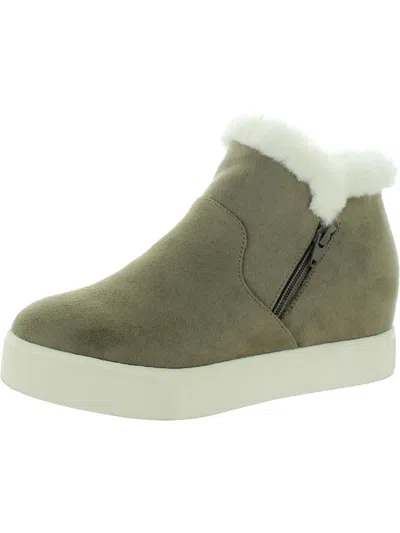 Urban Sport Karlee Womens Faux Suede Flatform Ankle Boots In Green