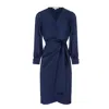 Urban Touch Women's Blue Long Sleeve Midi Wrap Dress _ Navy In Blue
