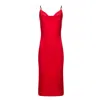 Urban Touch Women's Cowl Neck Satin Slip Cami Midi Dress _ Red In Red