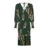 Urban Touch Women's Floral Print Bodycon Style Long Sleeve Dress _ Green In Green