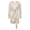 Urban Touch Women's Gold / Silver Long Sleeve Sequin Wrap Dress Cream In Gold/silver