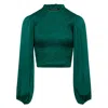 Urban Touch Women's High Neck Bodycon  Long Sleeve Top Green In Green