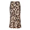 Urban Touch Women's Satin Leopard Print Midi Slip Skirt