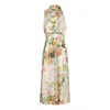 Urban Touch Women's White / Neutrals Ruched Asymmetric High Neck Satin Midi Dress _ White In White