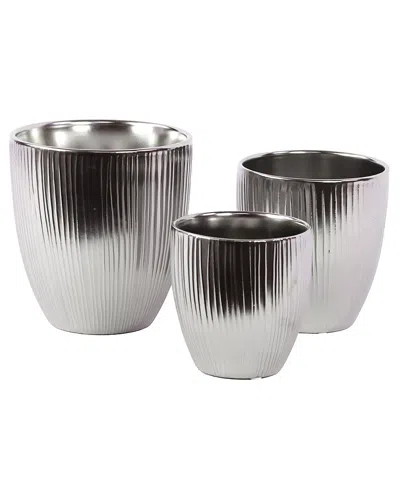 Urban Trends 3pc Ceramic Vase Set In Metallic