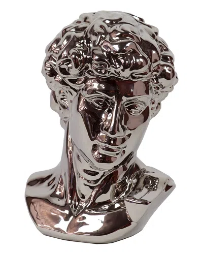 Urban Trends Ceramic Man Bust Silver In Metallic