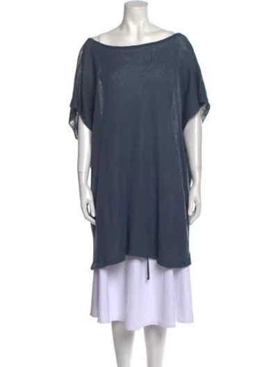 Pre-owned Urban Zen Bateau Neckline Mini Dress In Blue