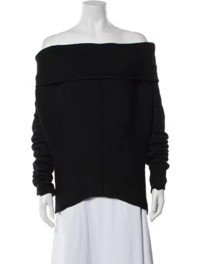 Pre-owned Urban Zen Cashmere Off-the-shoulder Sweater In Black
