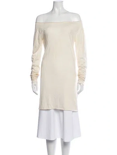 Pre-owned Urban Zen Cashmere Off-the-shoulder Sweater In Neutrals