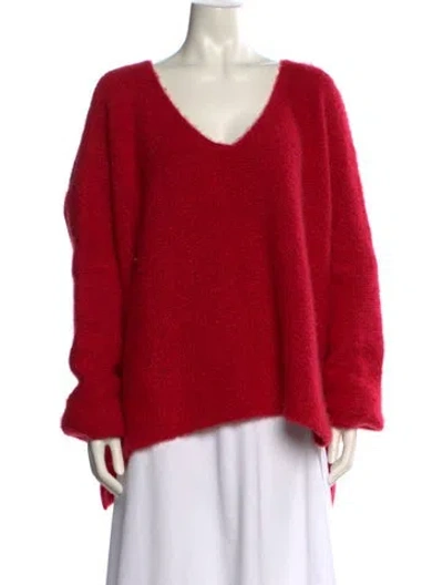 Pre-owned Urban Zen Cashmere V-neck Sweater In Red