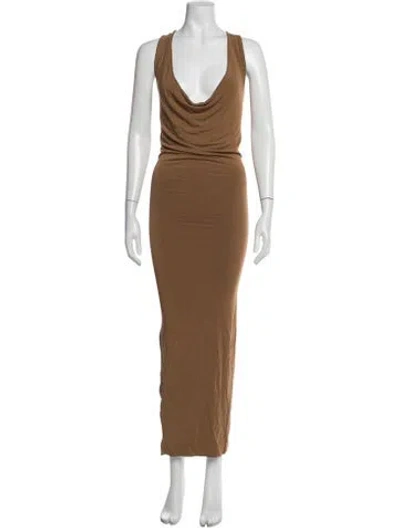 Pre-owned Urban Zen Cowl Neck Long Dress In Brown