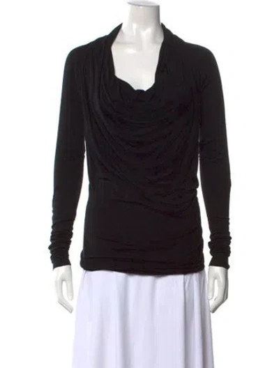 Pre-owned Urban Zen Cowl Neck Long Sleeve Top In Black