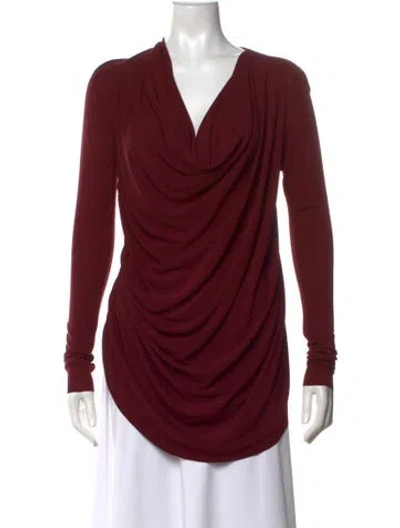 Pre-owned Urban Zen Cowl Neck Long Sleeve Top In Burgundy