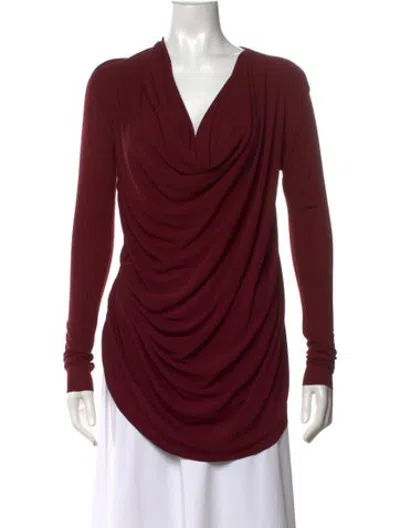 Pre-owned Urban Zen Cowl Neck Long Sleeve Top In Burgundy