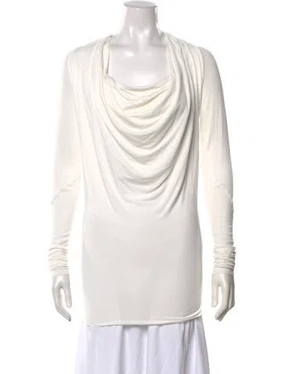 Pre-owned Urban Zen Cowl Neck Long Sleeve Top In White
