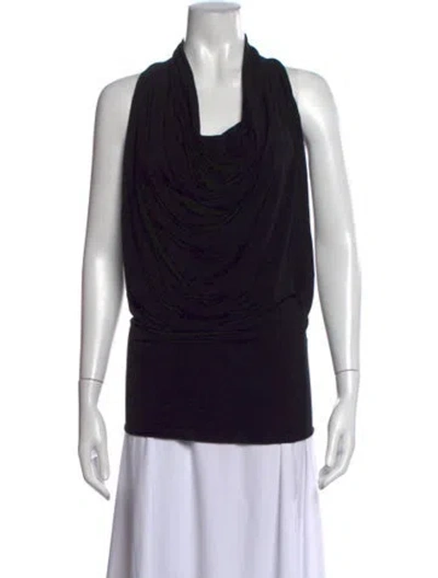 Pre-owned Urban Zen Cowl Neck Sleeveless Top In Black