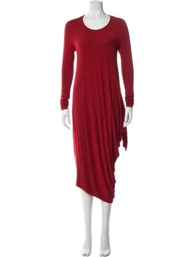 Pre-owned Urban Zen Crew Neck Midi Length Dress In Red