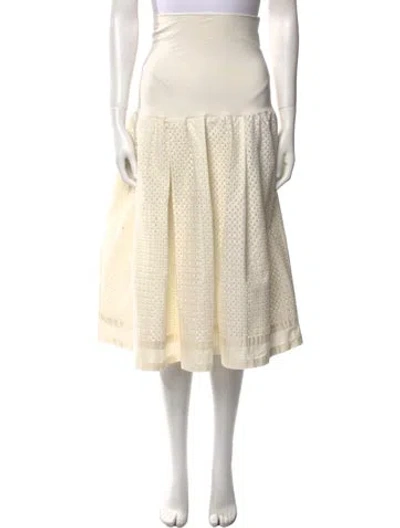 Pre-owned Urban Zen Eyelet Trim Midi Length Skirt In Neutral