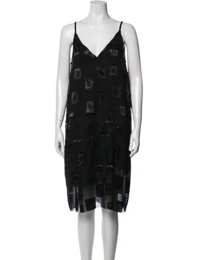 Pre-owned Urban Zen Graphic Print Midi Length Dress In Black