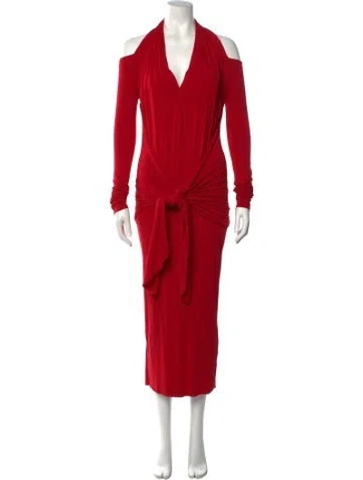Pre-owned Urban Zen Halterneck Long Dress In Red