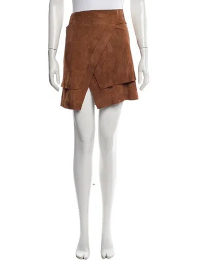 Pre-owned Urban Zen Lambskin Mini Skirt In Brown