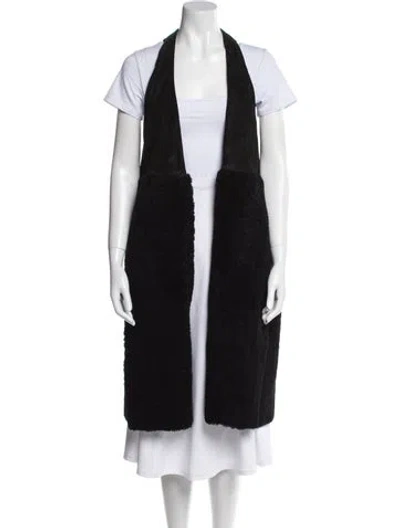 Pre-owned Urban Zen Lambskin Printed Coat In Black