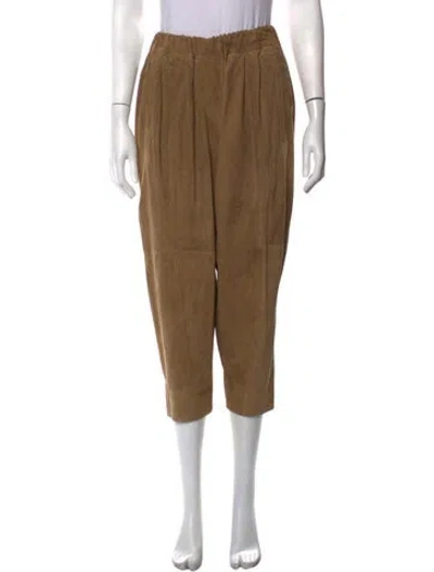 Pre-owned Urban Zen Lambskin Straight Leg Pants In Neutrals