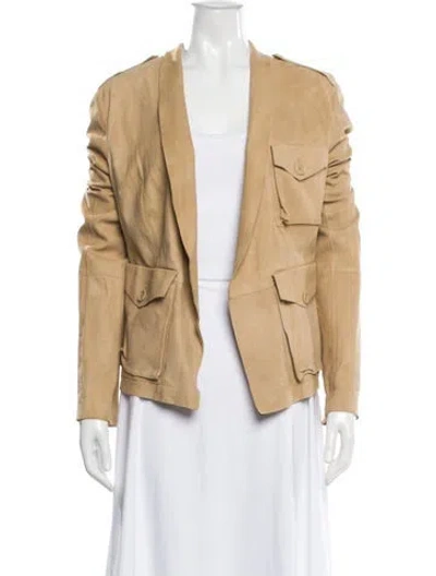Pre-owned Urban Zen Lambskin Utility Jacket In Neutral