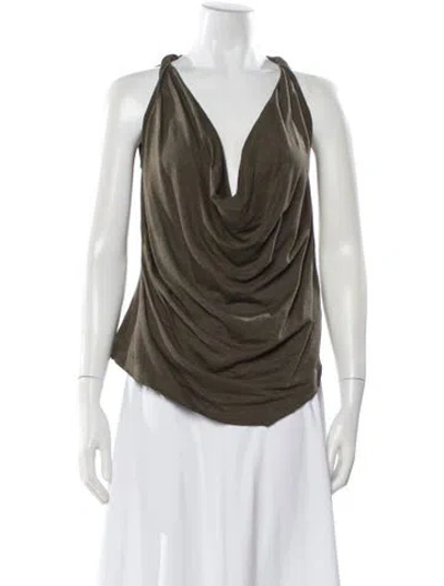 Pre-owned Urban Zen Linen Cowl Neck Top In Green