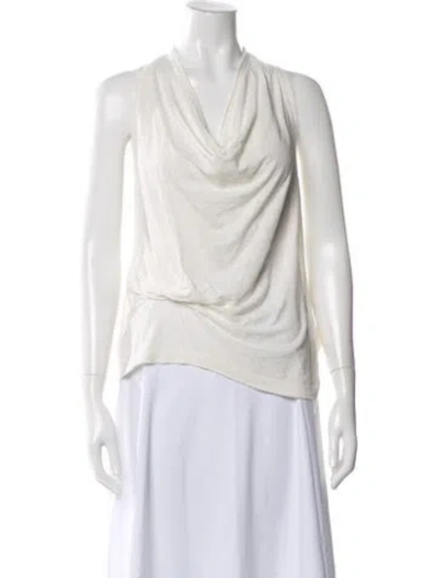 Pre-owned Urban Zen Linen Cowl Neck Top In White