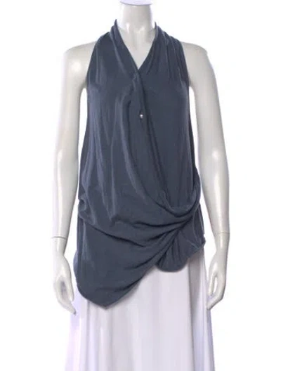 Pre-owned Urban Zen Linen Halterneck Top In Blue