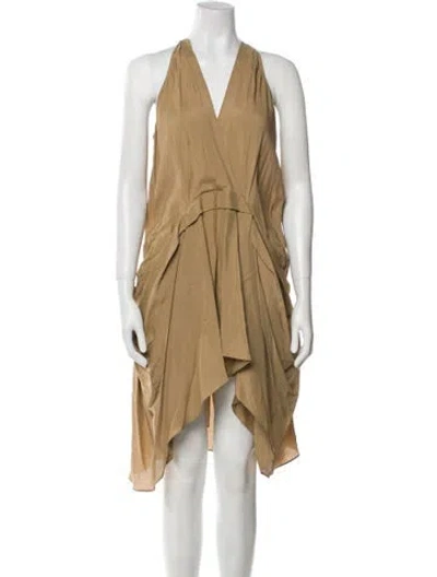 Pre-owned Urban Zen Linen Knee-length Dress In Brown
