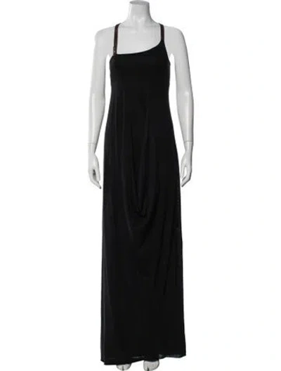 Pre-owned Urban Zen Linen Long Dress In Black