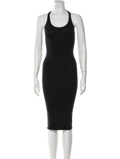 Pre-owned Urban Zen Linen Midi Length Dress In Black