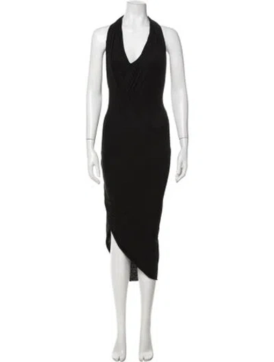 Pre-owned Urban Zen Linen Midi Length Dress In Black