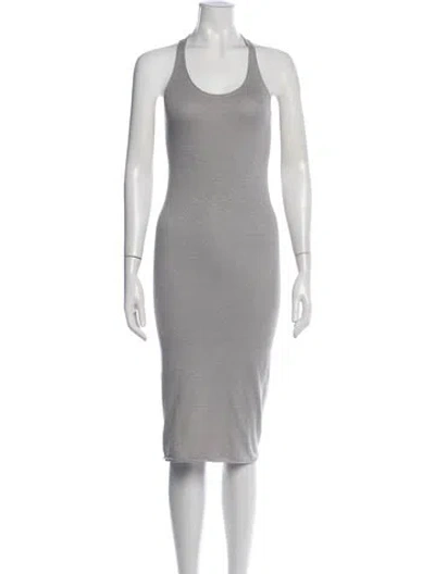 Pre-owned Urban Zen Linen Midi Length Dress In Grey