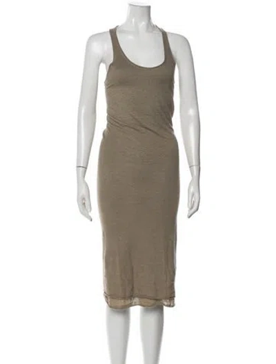Pre-owned Urban Zen Linen Midi Length Dress In Neutral