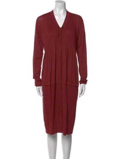 Pre-owned Urban Zen Linen Midi Length Dress In Red