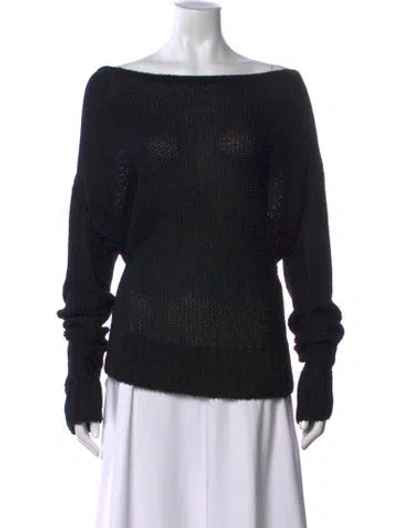 Pre-owned Urban Zen Linen Off-the-shoulder Sweater In Black