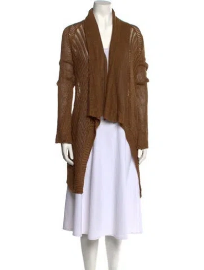 Pre-owned Urban Zen Linen Open Front Sweater In Brown