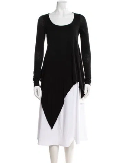 Pre-owned Urban Zen Linen Scoop Neck Top In Black