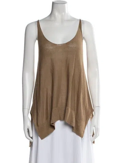 Pre-owned Urban Zen Linen Scoop Neck Top In Neutral