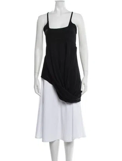 Pre-owned Urban Zen Linen Square Neckline Top In Black